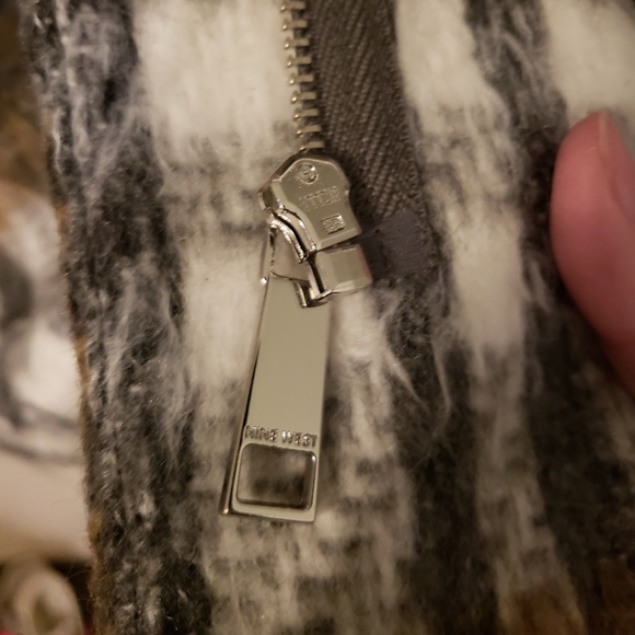 Nine West Faux Wool Zipper Plaid Coat - Picture 2 of 11